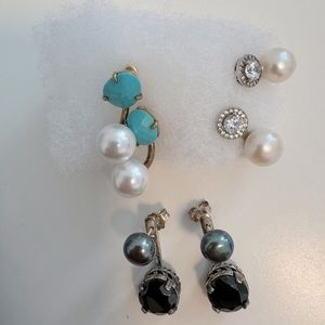 Three Sets of Pearl Earrings